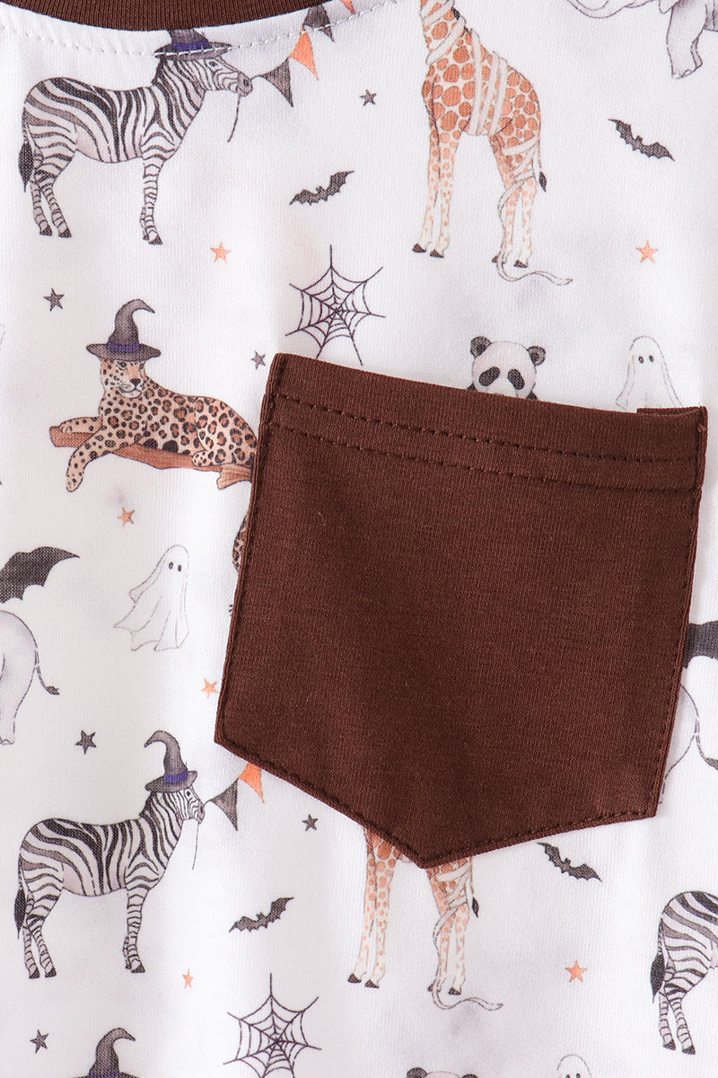 Boys Spooky Zoo Animal Pocket Tee