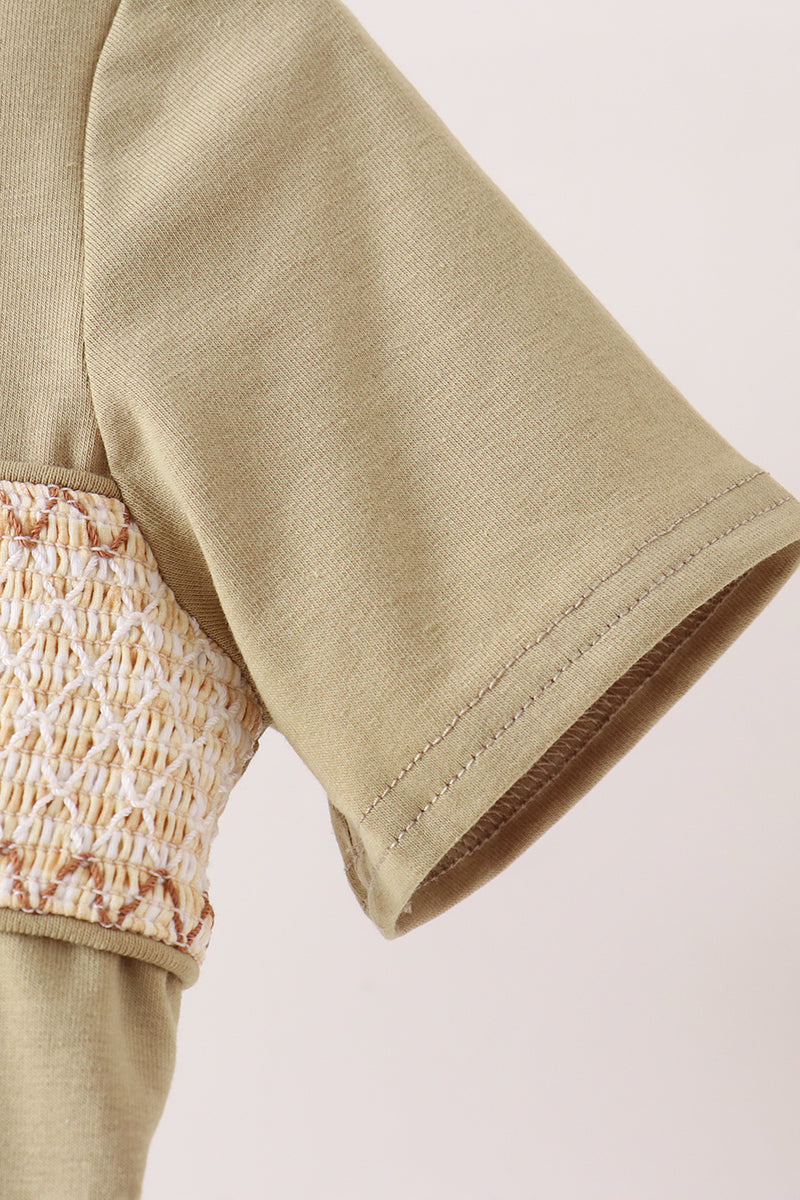 Boys Sage Pumpkin Embroidery Top