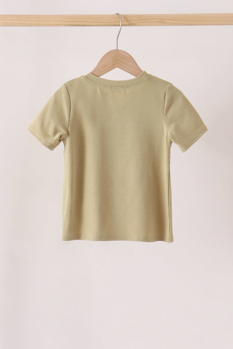 Boys Sage Pumpkin Embroidery Top