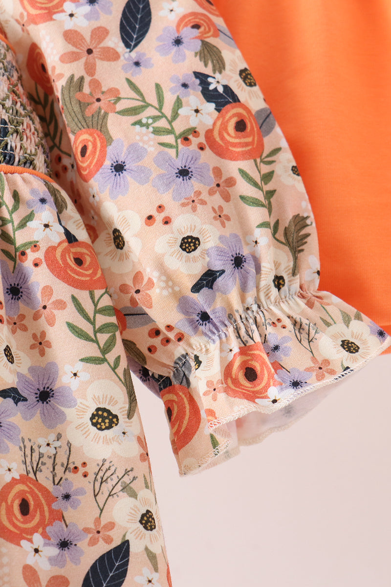 Fall Floral Smocked Bloomer Set