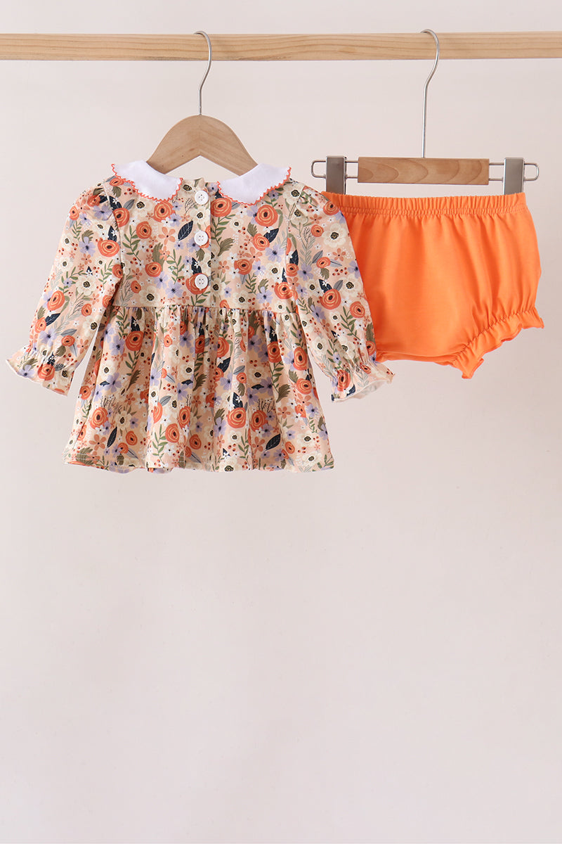 Fall Floral Smocked Bloomer Set