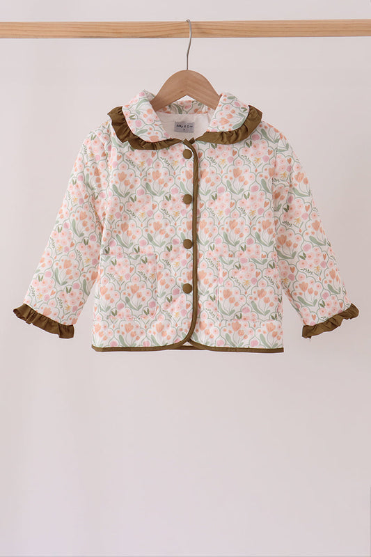 Girls’ Sage Floral Ruffle Jacket