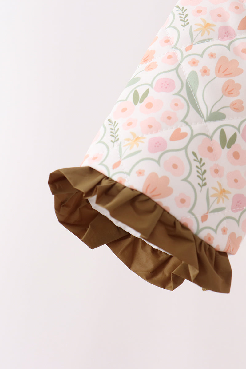 Girls’ Sage Floral Ruffle Jacket