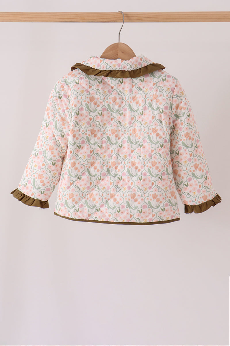 Girls’ Sage Floral Ruffle Jacket