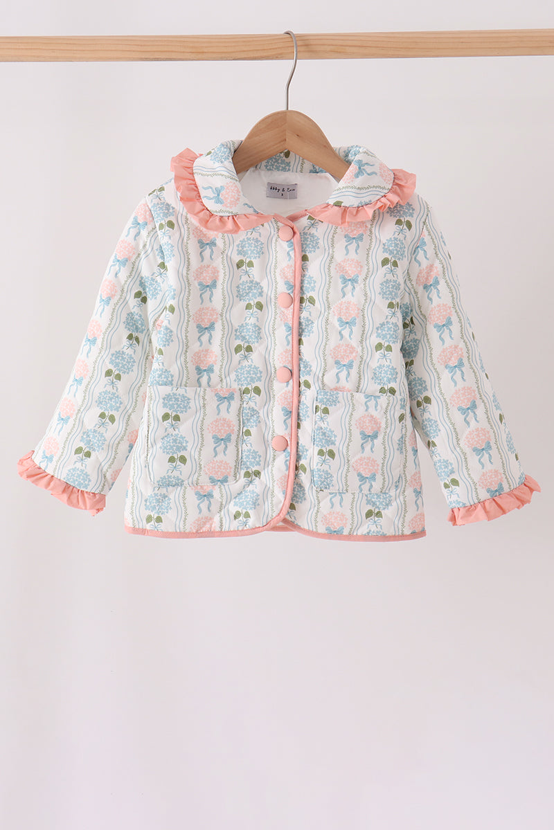 Girls Blue Hydrangea Ruffle Jacket