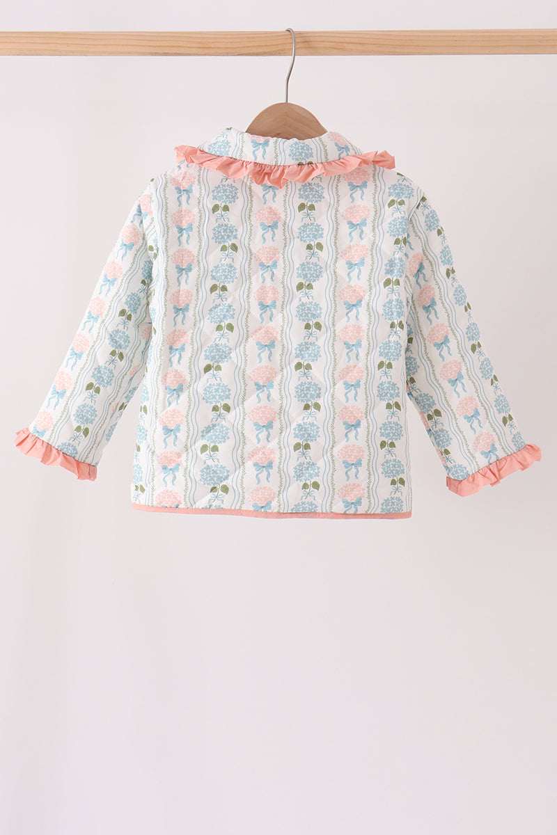 Girls Blue Hydrangea Ruffle Jacket