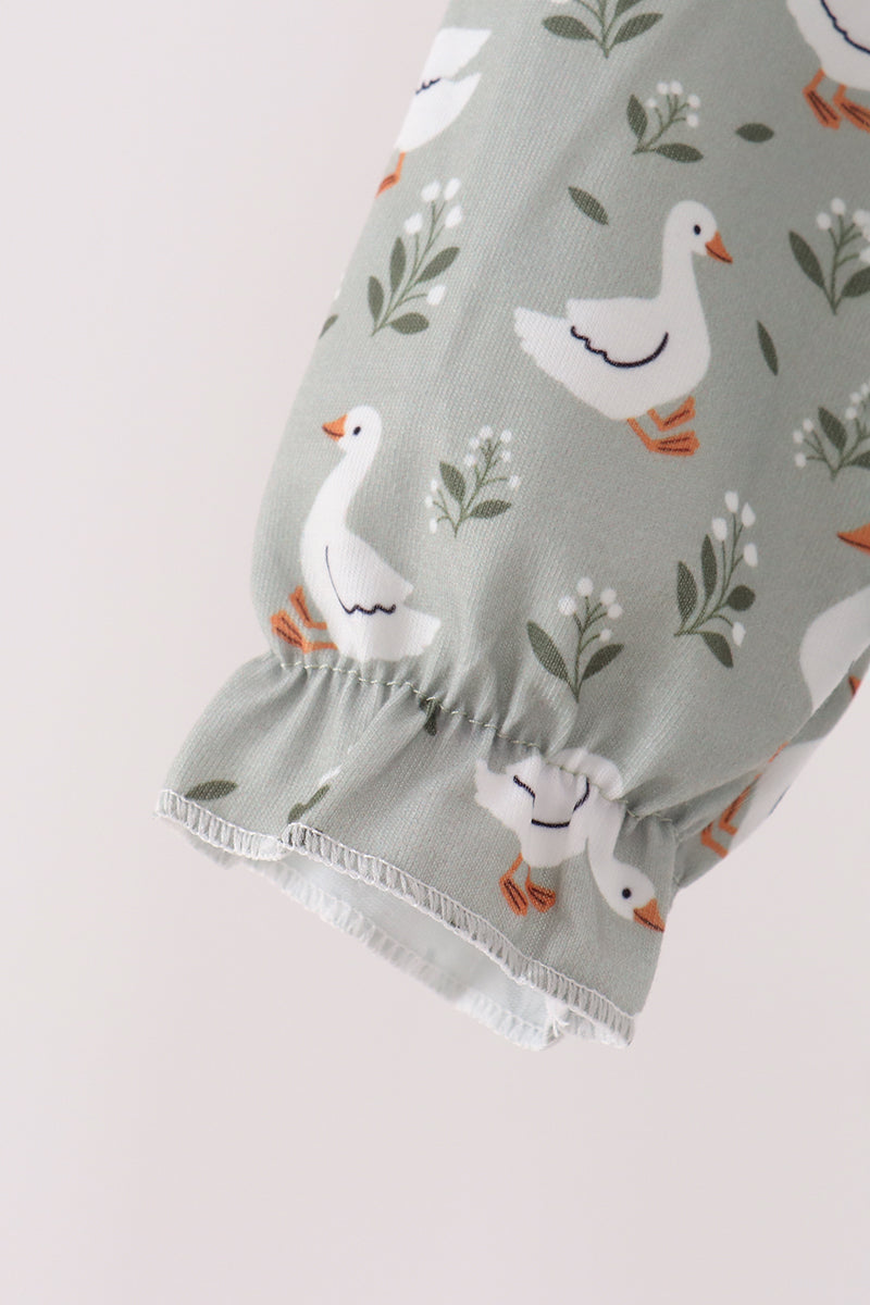 Baby Girl Grey Goose Applique Ruffle Bubble