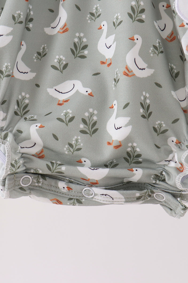 Baby Girl Grey Goose Applique Ruffle Bubble