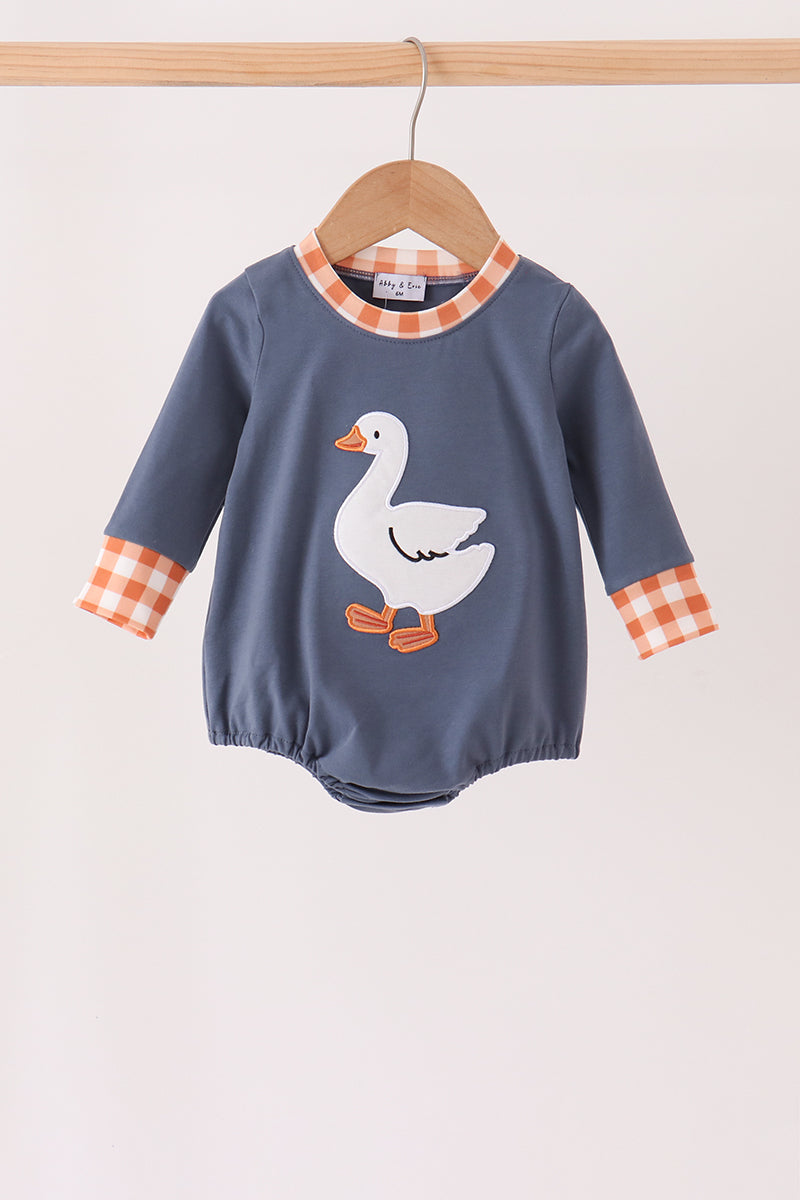 Boys Navy Goose Applique Bubble