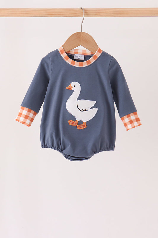 Boys Navy Goose Applique Bubble