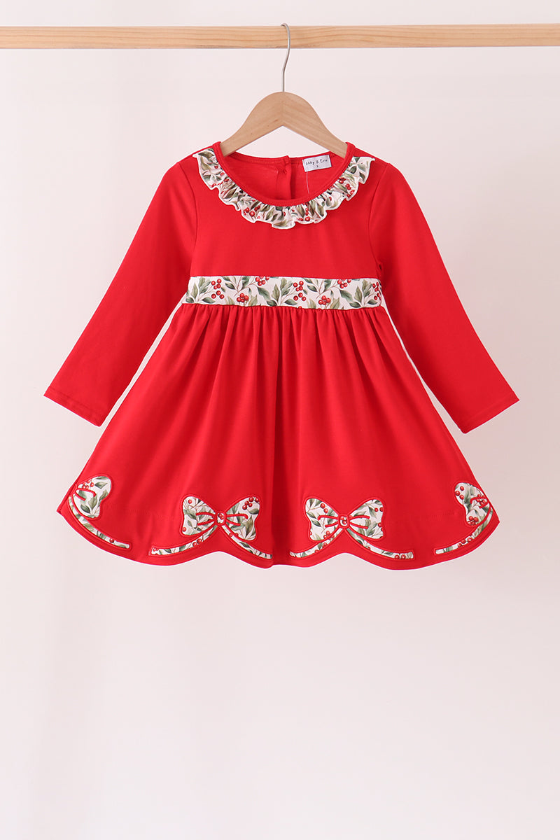 Red Holiday Bow Ruffle dress