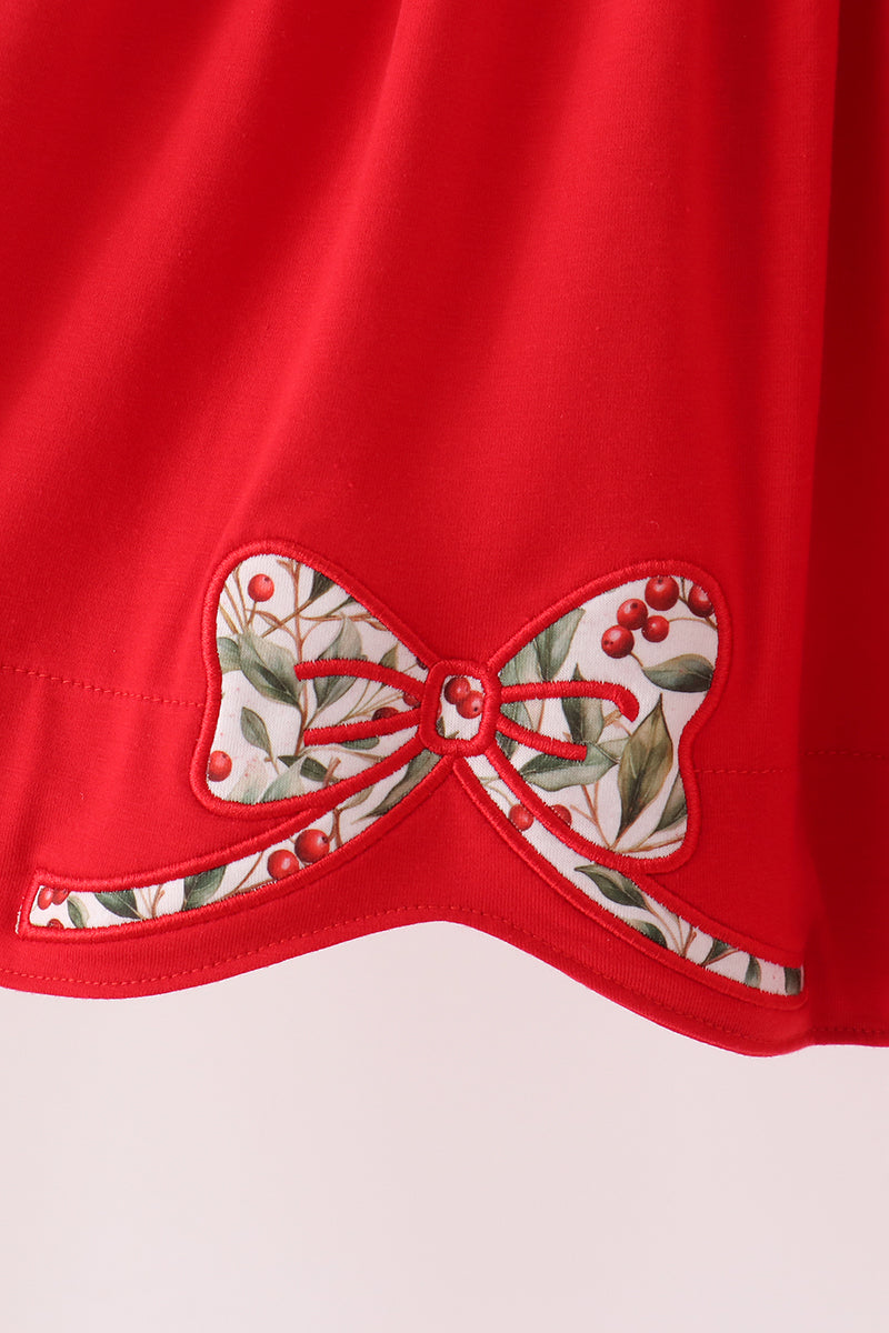 Red Holiday Bow Ruffle dress