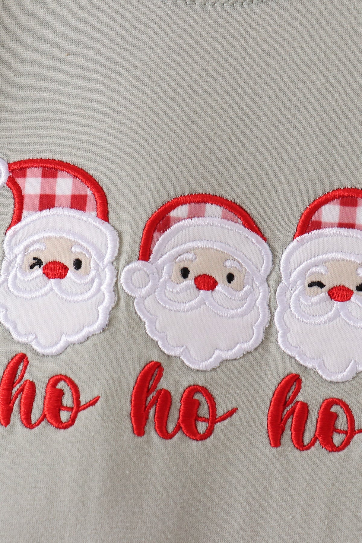 Baby Boy Sage Santa Applique Gingham Romper