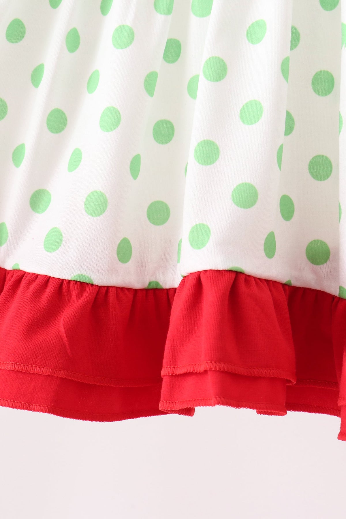 Girls Green Dot Grinch Embroidery Ruffle Pants Set