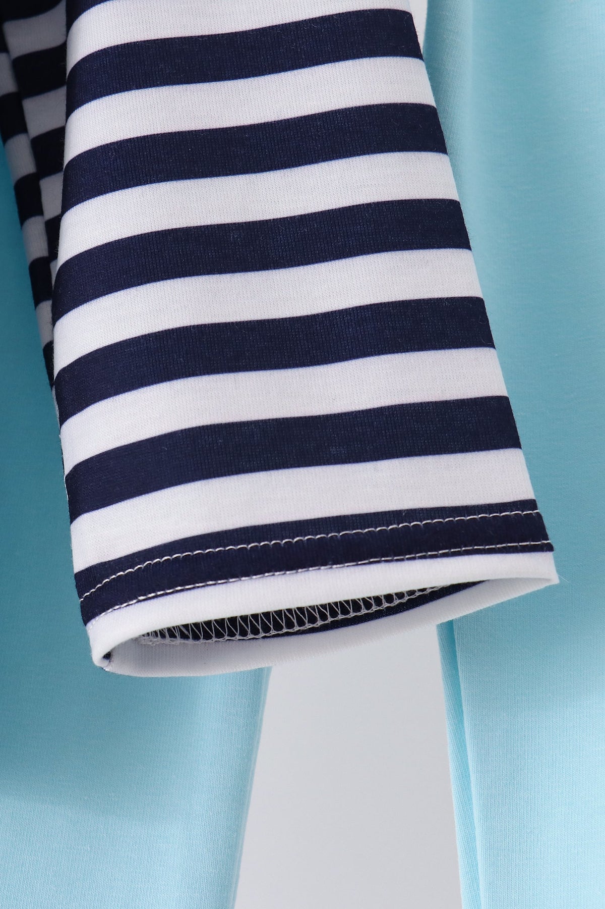 Boys Blue Train Embroidery Stripe Pants Set