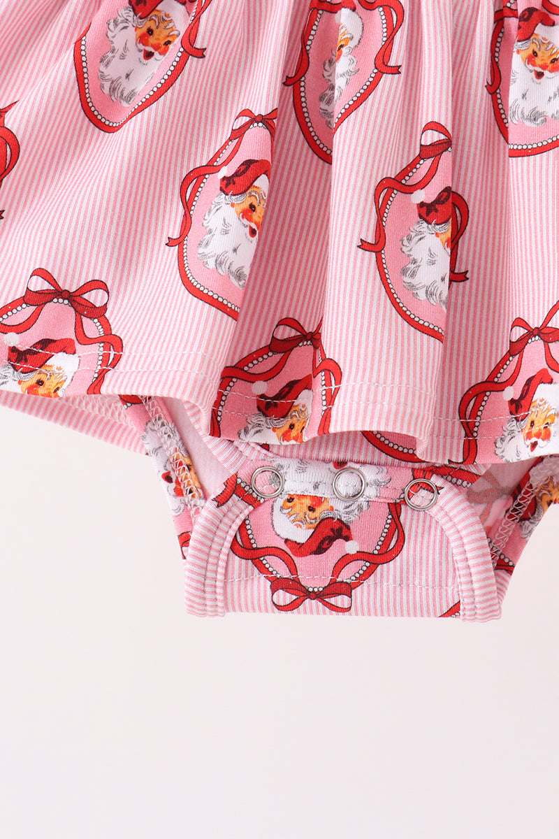 Baby Girl Pink Santa Claus Bamboo Ruffle Bubble