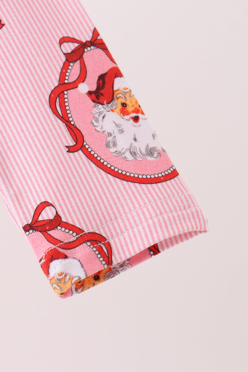 Baby Girl Pink Santa Claus Bamboo Ruffle Bubble