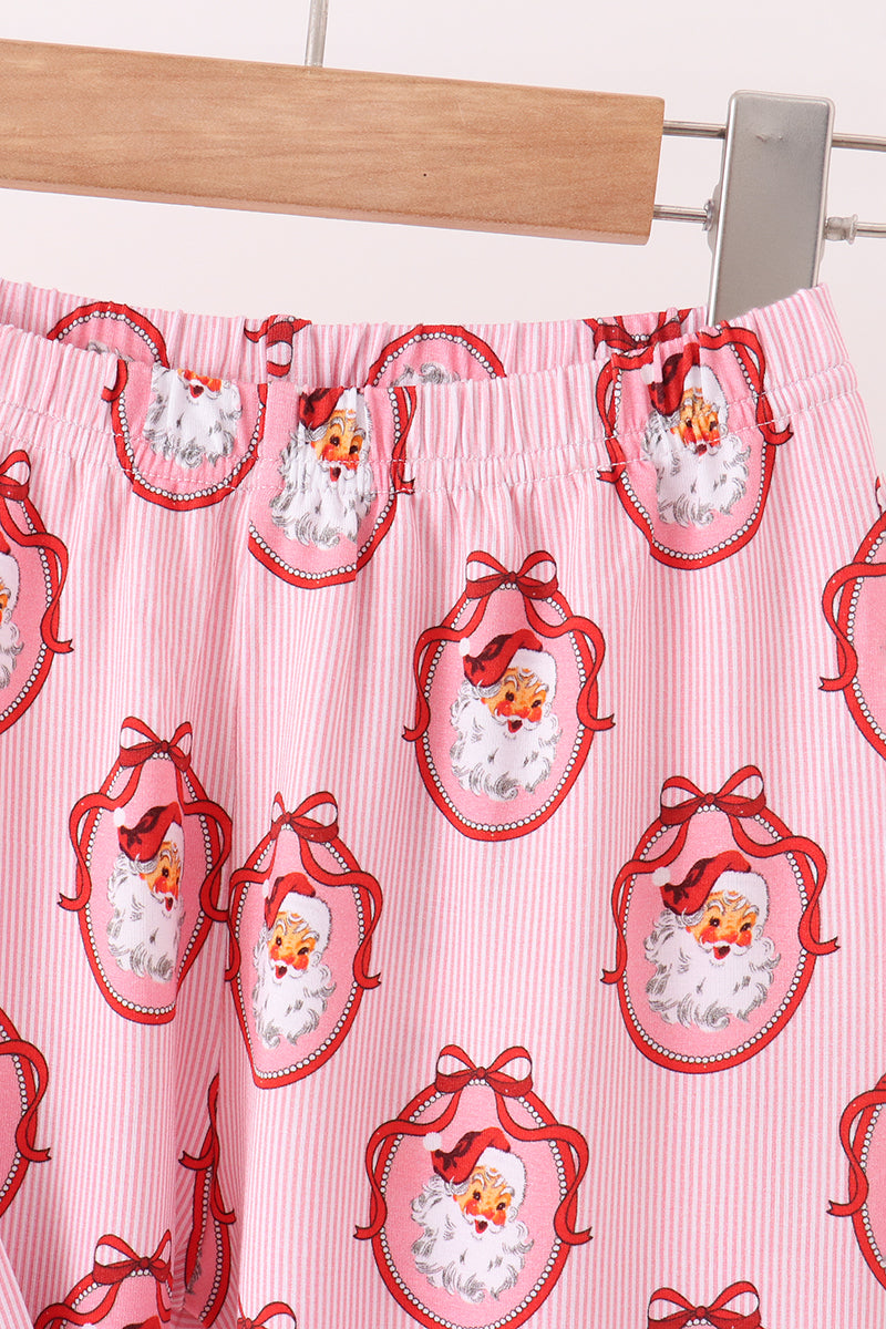 Girls Pink Santa Claus Bamboo Pants Set