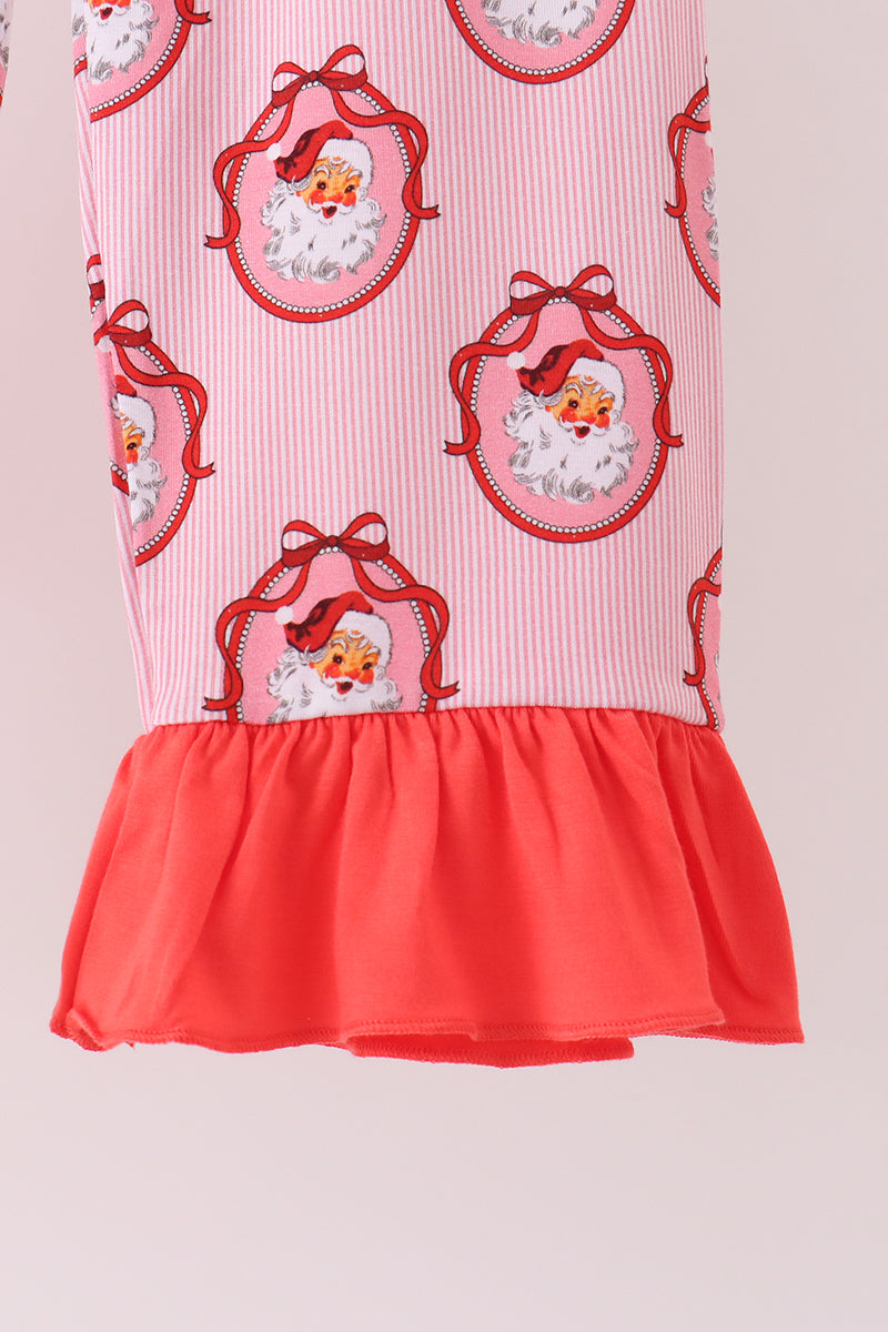Girls Pink Santa Claus Bamboo Pants Set