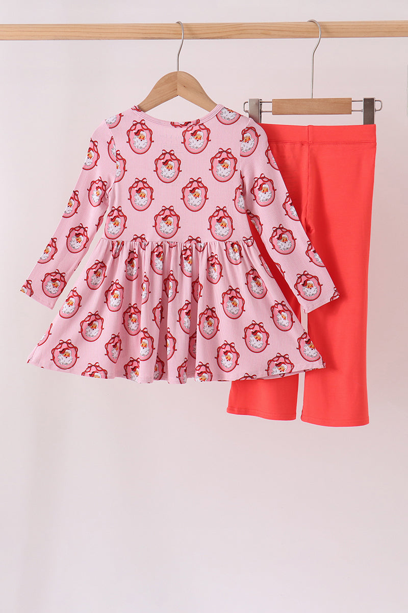 Girls Pink Santa Claus Bamboo Pants Set