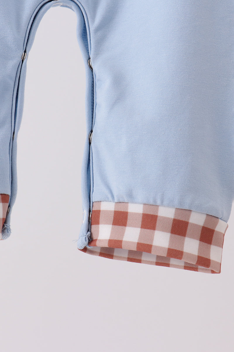 Baby Boy Blue Turkey Applique Romper
