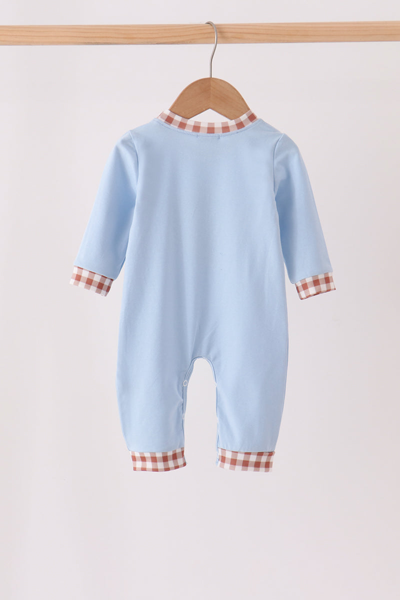 Baby Boy Blue Turkey Applique Romper