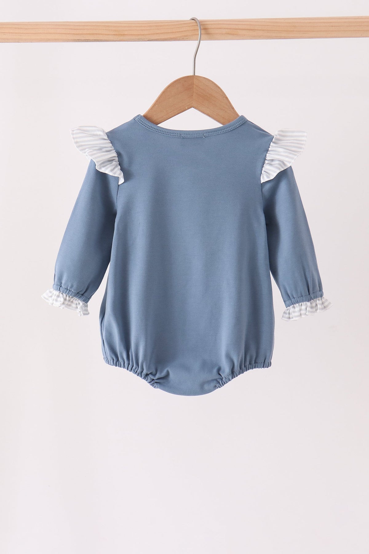 Baby Girl Teal Turkey French Knot Ruffle Bubble