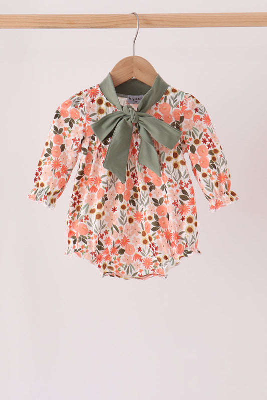 Fall Green Floral Bow Bubble