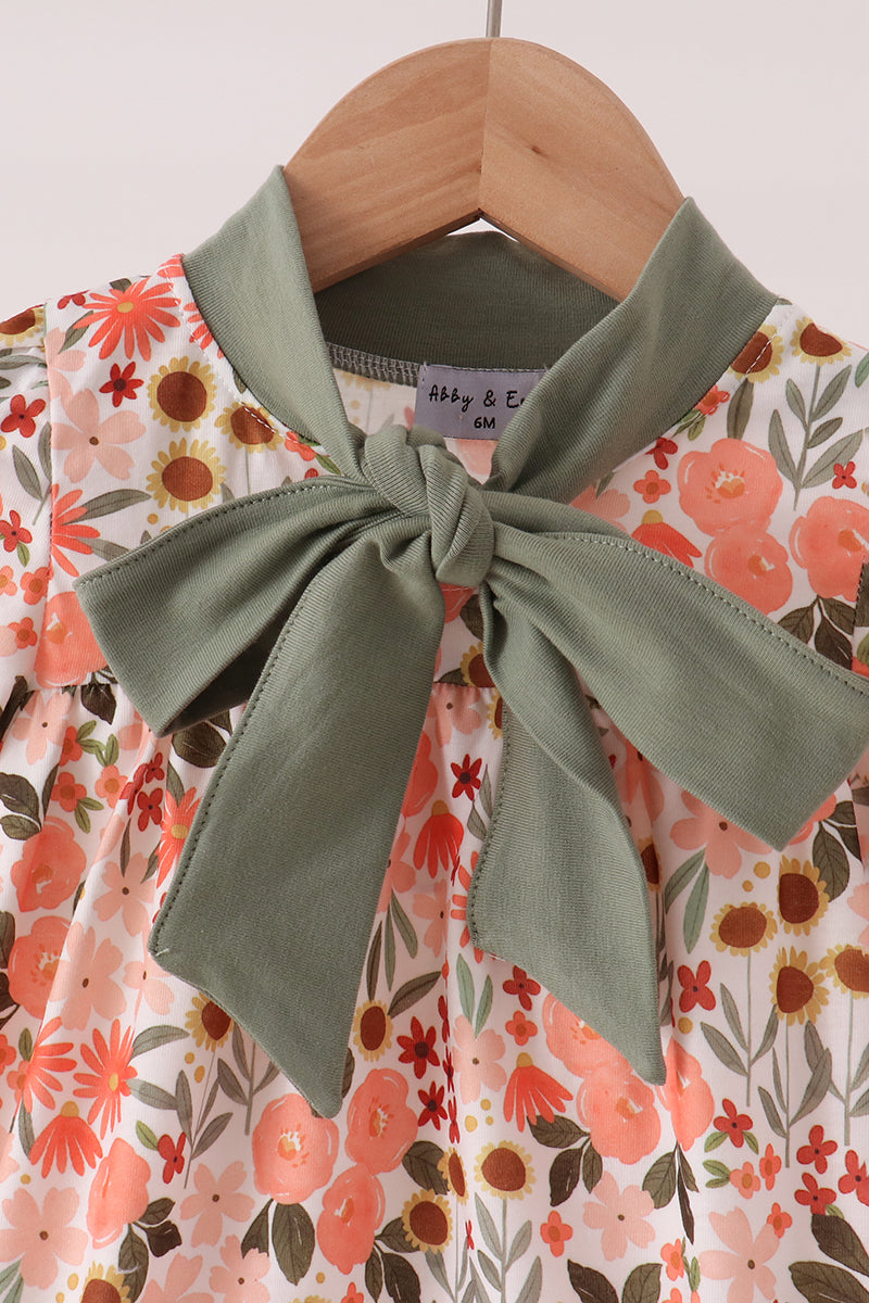 Fall Green Floral Bow Bubble
