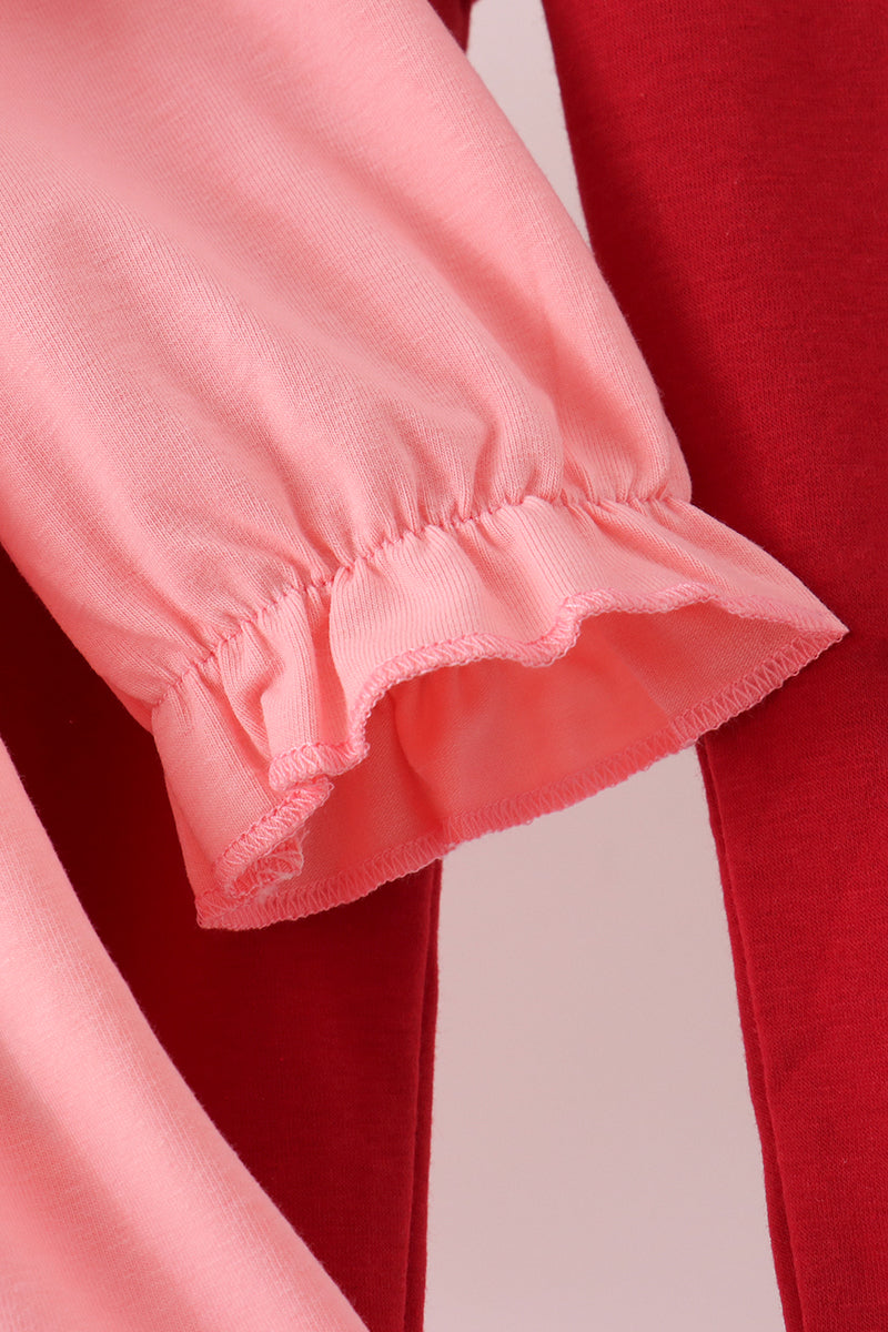 Girls Pink Turkey Embroidery Pants Set
