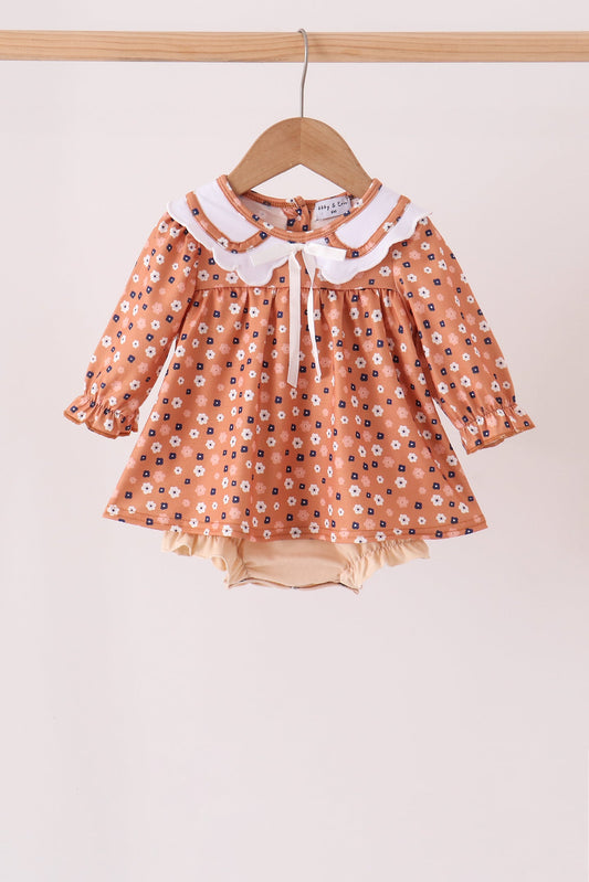 Baby Girl Fall Floral Print Bubble