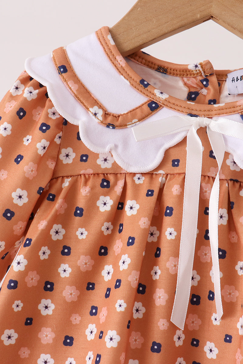 Baby Girl Fall Floral Print Bubble