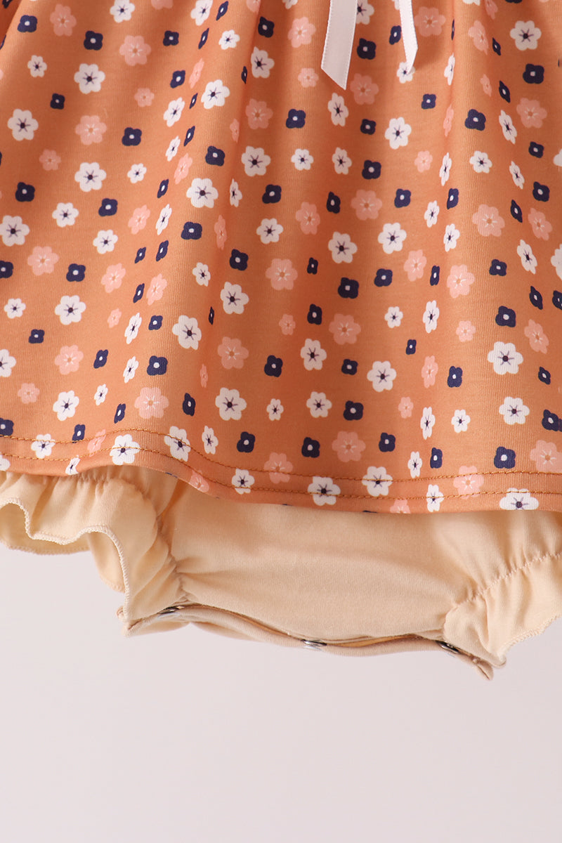 Baby Girl Fall Floral Print Bubble