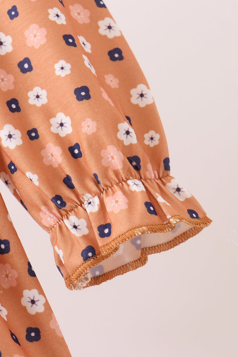Baby Girl Fall Floral Print Bubble