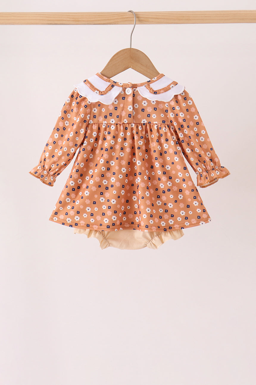 Baby Girl Fall Floral Print Bubble