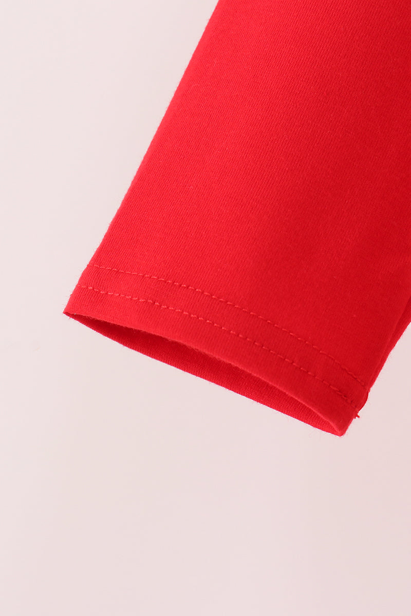Boys Red Cow Long Sleeve Embroidery Top