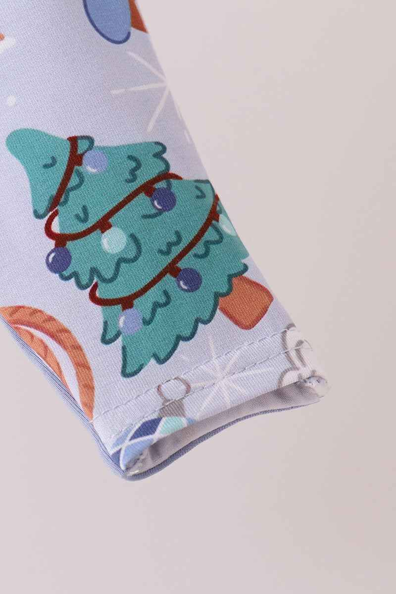 Blue Cowboy Santa Bamboo Romper