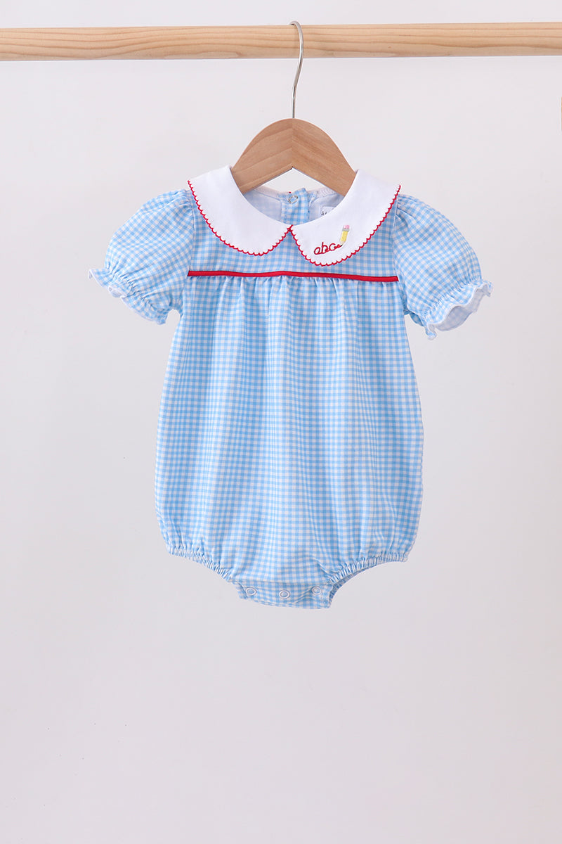 Baby Girls Blue Pencil Collar Bubble