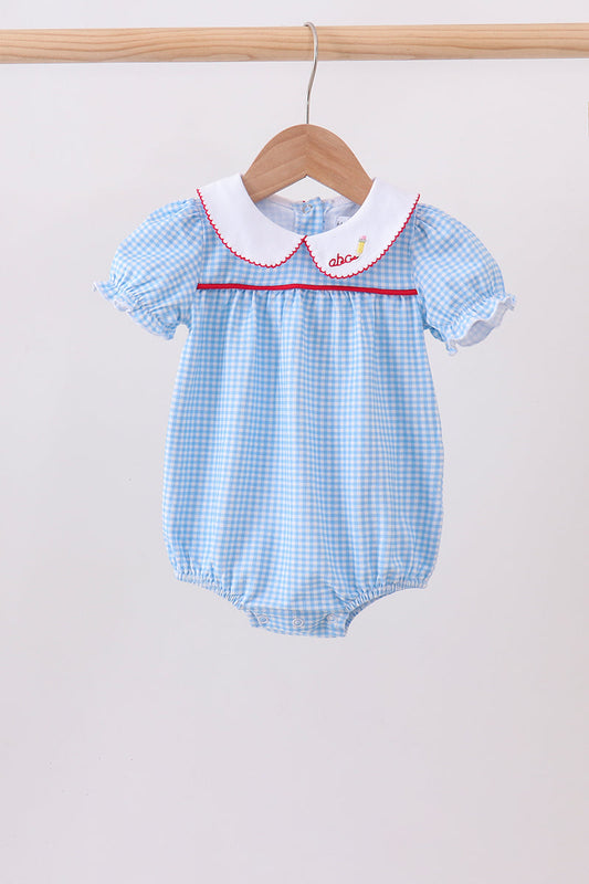 Baby Girls Blue Pencil Collar Bubble