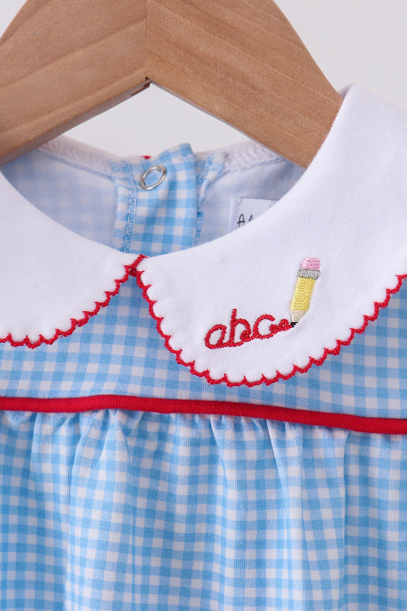 Baby Girls Blue Pencil Collar Bubble