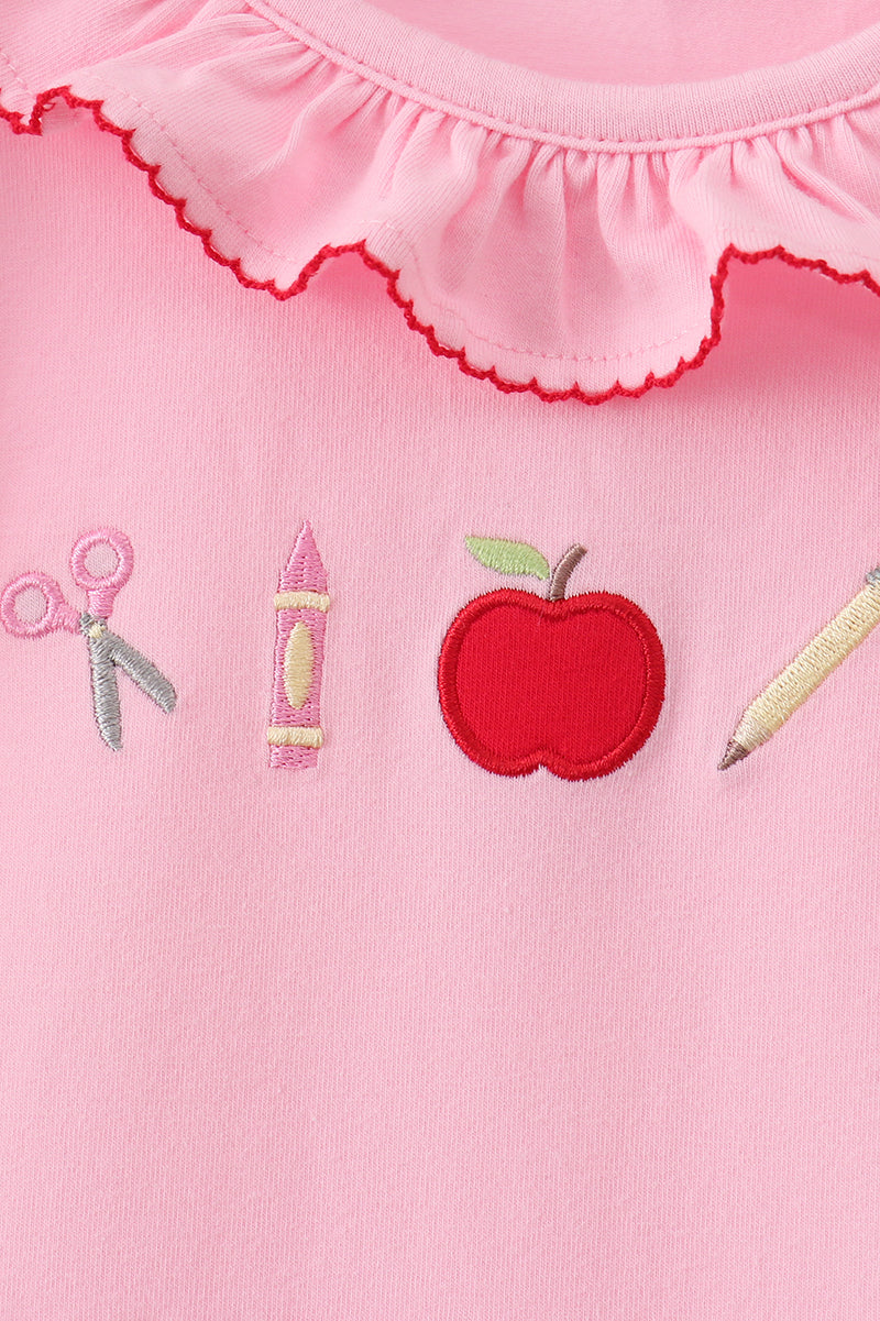 Girls Pink Apple Ruffle Dress