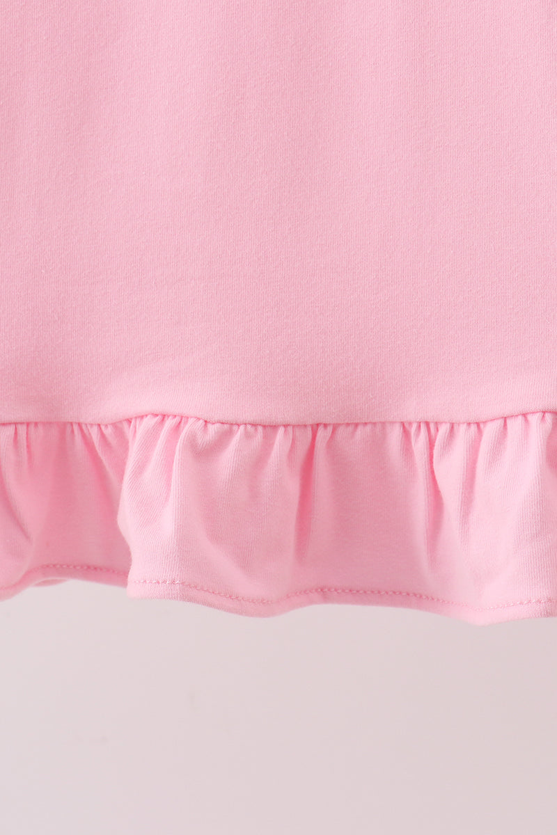 Girls Pink Apple Ruffle Dress