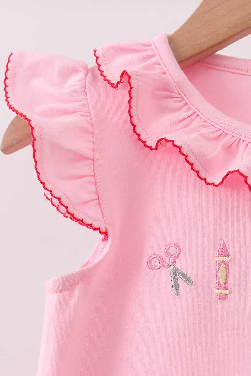 Girls Pink Apple Ruffle Dress