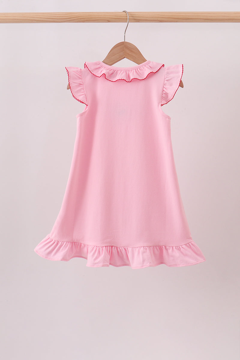 Girls Pink Apple Ruffle Dress