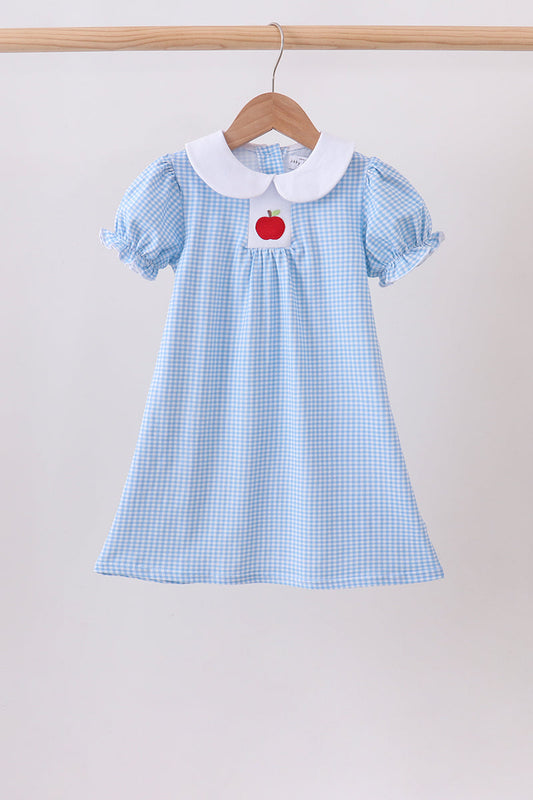 Girls Blue Apple Smocked Dress