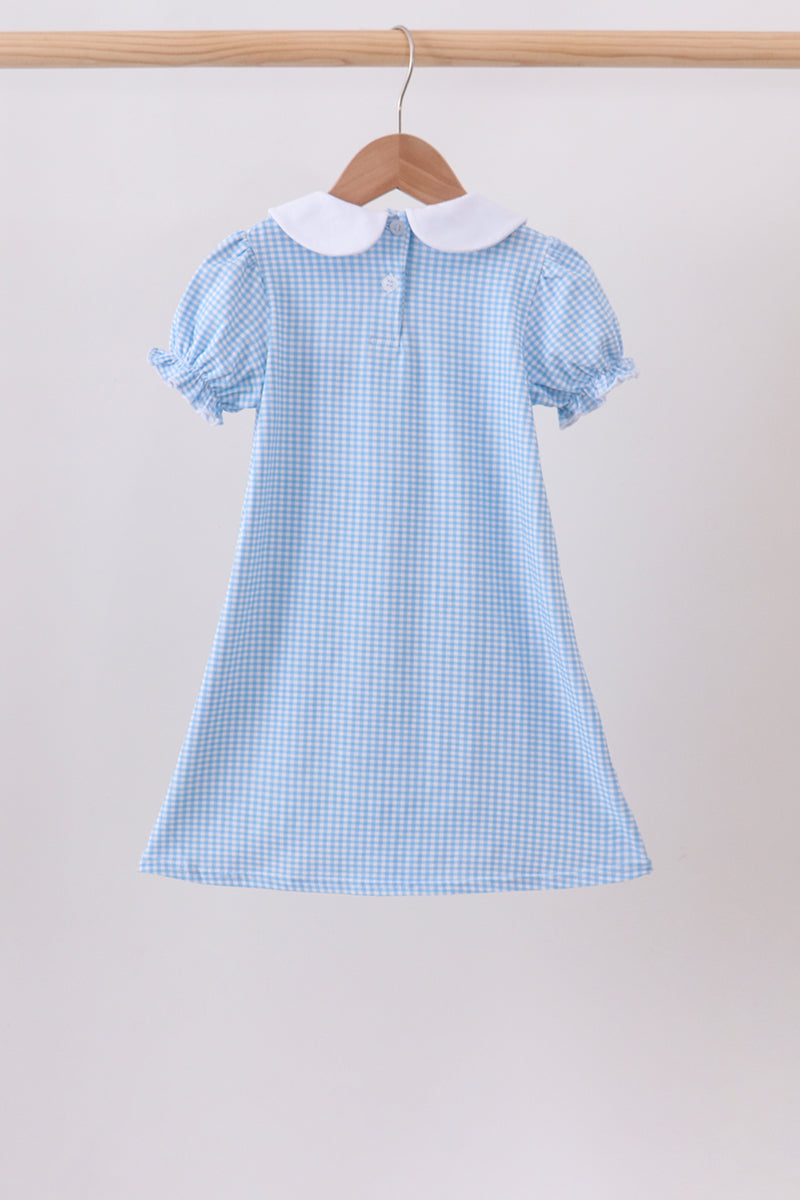 Girls Blue Apple Smocked Dress