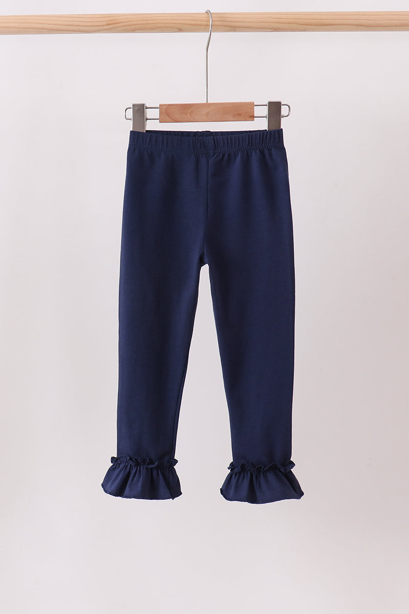 Girls Navy Ruffle Pants