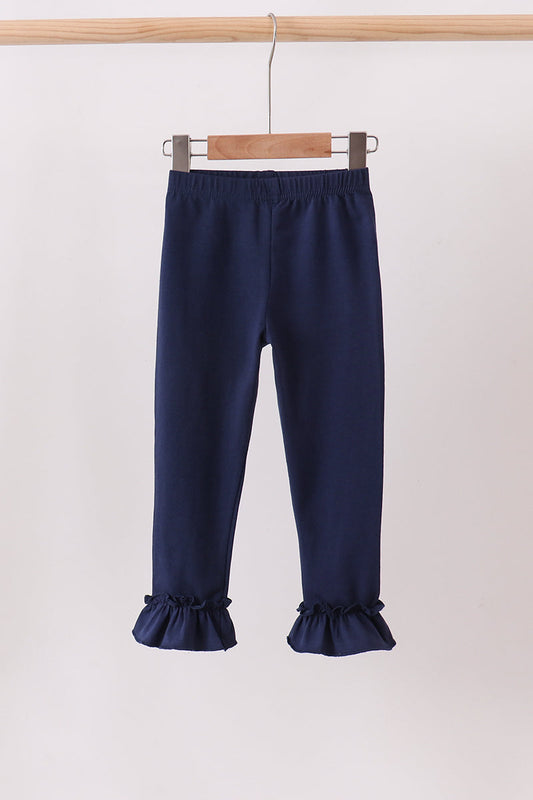 Girls Navy Ruffle Pants