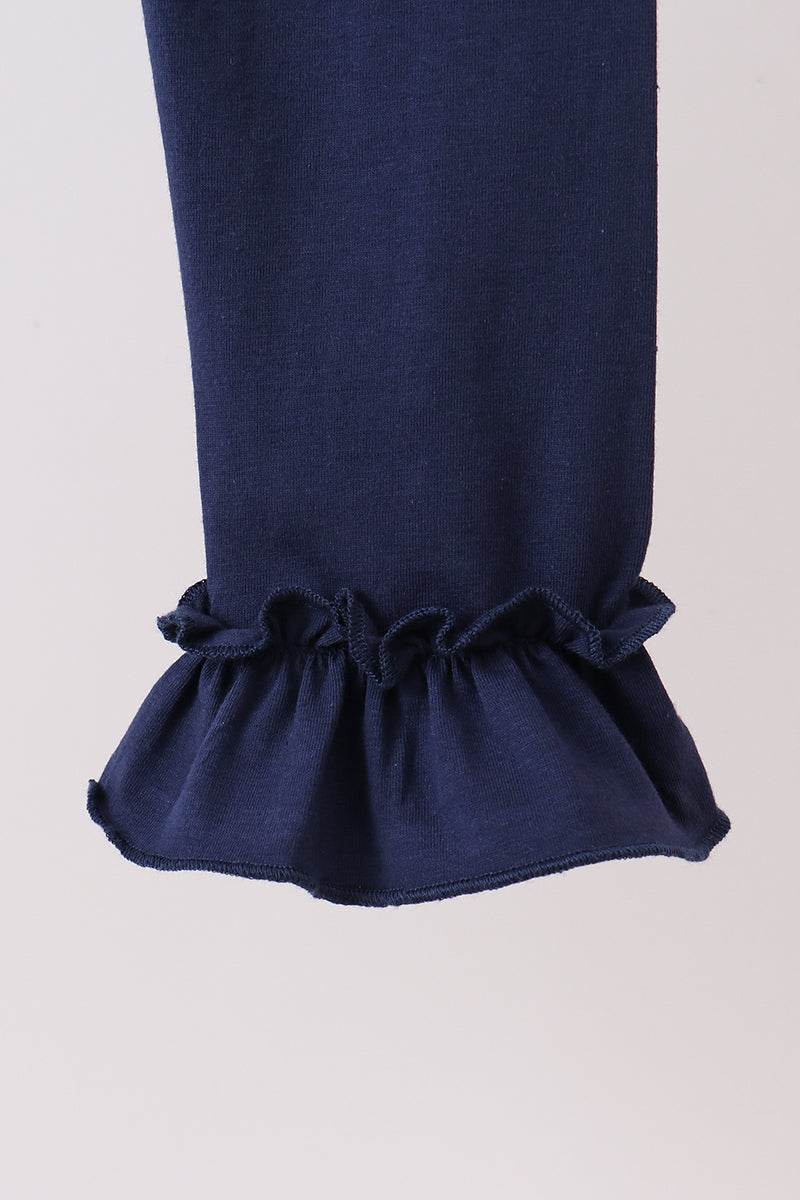 Girls Navy Ruffle Pants