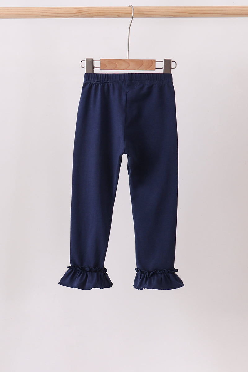Girls Navy Ruffle Pants